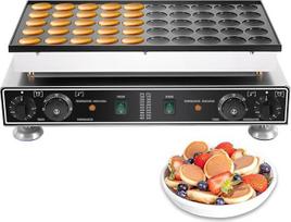 50 skylučių "Poffertjes Maker", komercinė nerūdijančio plieno vaflinė, 50 °C - 300 °C temperatūros reguliavimas, 0-5 minučių laiko nustatymas, skirta naudoti komerciniuose namuose