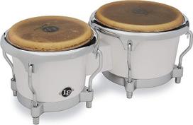 LP Latin Percussion LP811704 Stiklo pluošto bongo balta chromo aparatūra