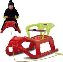 "Jamara" 460366 Sniego rogutės su atlošu "Snow-Star" 90 cm raudonos spalvos - atlošas su saugos dirželiu, ergonomiška sėdynė, metaliniai peiliai, apsauga nuo pasvirimo, tvirtas plastikas, virvė su rankena traukimui, 3 kg.
