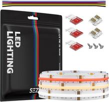 SEZO 3M RGB CCT FCOB LED juosta DC24V 2520LEDs COB LED juosta Lankstus reguliuojamas RGB šiltai balta + šaltai balta didelio tankio LED pasakų žibintai 12 mm IP30 ne vandeniui, skirti vidaus apdailai