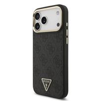 Guess PU Leather 4G Strass Triangle Logo Gold Frame MagSafe Case for iPhone 17 Pro Max