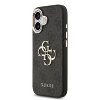 Guess PU Leather 4G Metal Logo Gold Frame Case for iPhone 17 / Black
