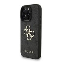Guess PU 4G Metal Logo Strap Case for iPhone 16 Pro Max / Black