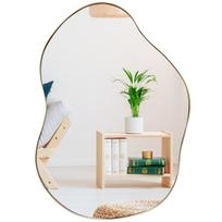 Costway asimetrinis sieninis veidrodis su aukščiausios kokybės atrama netaisyklingos formos sieninis veidrodis 78 x 56,5 cm