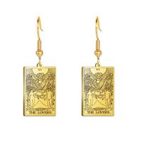 Classic Tarot Cards Stainless Steel Drop Earring for Women Sun Moon Star Lovers Divination Tarot Jewelry Valentines Day Gift THE HERMIT 2