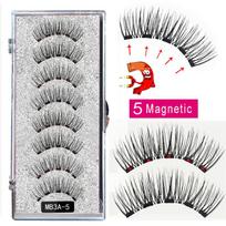 Naujas MBA 5 Magnetinių blakstienų rietukų rinkinys Ilgos 3D Mink Magnetinės blakstienos Dėvėkite dirbtines blakstienas magnetines natūralias storas dirbtines blakstienas MB1A-5 gray
