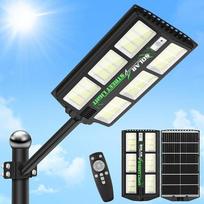"Viugreum" 1200 W LED saulės šviesos diodų gatvės apšvietimas su nuotolinio valdymo pulteliu, 6500 K gatvės lempa su judesio jutikliu nuo sutemų iki aušros IP65 vandeniui atspari saulės kelio šviesa