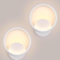 2 sieninių LED šviestuvų pakuotė 12 W 1350 LM LED sieninis šviestuvas Apvalus modernus sieninis apšvietimas iš aliuminio, skirtas miegamajam, svetainei, prieškambariui, laiptams, baltas, 3000 K šiltos baltos spalvos