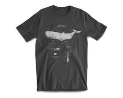 Sperm Whale Anatomy Map Marine Biology Sperm Whale T-shirt Whale Gift Boat Original Sperm Whale Drawing Personality Street Tops S