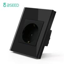 BSEED 1/2/3 klavišų jutiklinis šviesos jungiklis 1 krypties sieninis elektros lizdas su USB Type-C stikliniu lizdu ES standartas Juodas