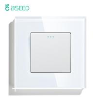 BSEED 1/2/3 klavišų mechaninis jungiklis Sieniniai šviesos jungikliai 1 krypties LED lempos jungiklis Įjungti/išjungti Stiklinis skydelis ES standartas 10A EU standard