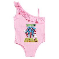 9192 Kids Boys Girls Steal a Brainrot 67 Six Seven Print Ruffle Swimsuit Swimming One-piece Bodysuit Swimwear 100cm rožinė