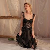 Seksualūs moteriški naktiniai marškiniai, vienspalviai, kasdieniai, su petnešėliais ir paminkštinimu, patogūs, kvėpuojantys, naktiniai marškiniai moterims M