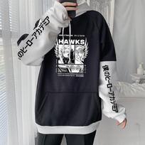 Anime Mano Herojų Akademija Šaunus Erelis Berniukas Hawks Spaudinys Su Gobtuvu Vyrams Moterims Boku no Hero Academia Džemperiai Su Gobtuvu Harajuku Vyriškas Manga Džemperis XS juoda