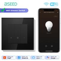 BSEED WIFI Dimmer Switch Series Wall Smart Click Switches Yellow Backlight Glass Frame Tuya APP Switch EU Sockets with USB-C Socket no wifi&EU standard