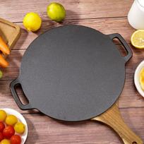 Pabei 34cm Uncoated Cast Iron Flat Griddle Pan