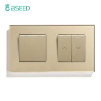 BSEED 1/2/3 klavišų mechaninis šviesos jungiklis 1 krypties plius užuolaidų mygtukas ritininio užtvaro jungiklis Dvigubi žaliuzių jungikliai Stiklo skydelis EU standard