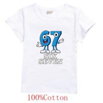 9194 Kids Boys Girls Steal a Brainrot 67 Six Seven Print Short Sleeves Cotton T-Shirt 100cm balta