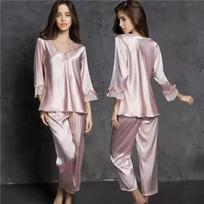 Ice Silk Kawaii Clothes Moteriškos pižamos Seksualus didelio dydžio pižamos komplektas Nėriniuotas namų drabužių komplektas Korėjietiško stiliaus laisvas pavasario ir rudens pižamos 3XL pink