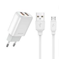 Greitas įkrovimas maitinimo adapteris su 2 x USB ir Micro USB kabeliu