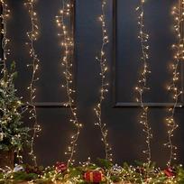 LED Kalėdinė girlianda - užuolaidos varinė viela su laikikliais, 3x3m, šiltai balta, 31V, IP44, 1200LED