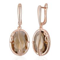 Shiny Brown Big Oval Natural Zircon Drop Earrings For Women Unique  Rose Gold Color High Quality Daily Fine Jewelry