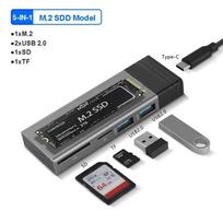 8-in-1 M.2 SSD doko stotelė su disko saugojimo funkcija, USB HUB, SATA+NVME, USB C HUB, 4K30Hz/10Gbps/100W, skirta nešiojamam kompiuteriui Macbook Pro