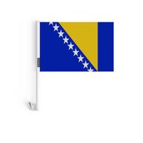 Bosnijos ir Hercegovinos automobilio vėliavėlė – 14 x 21 cm – Poliesterio audinys – Tvirtinimas ant lango – 10 vnt. – Pixelforma įvairiaspalvis