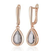 Grey Crystal Water Drop Dangle Earrings For Women  Rose Gold Color With Natural Zircon High Quality Daily Jewelry
