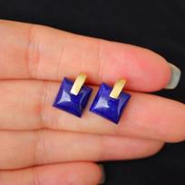 Design Style Blue Square Light Luxury Stud Earrings  Inlaid Lapis Lazuli Square Retro Geometric Earings For Women Jewelry