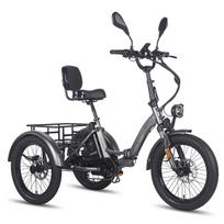 FAFREES F20 Mate Elektrinis triratis 48V 23,45Ah baterija 500W 20 colių ratai su veidrodėliu ir galiniu krepšiu pilka