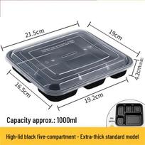 JINGRX 5-Compartment Disposable Meal Prep Containers 1000ml