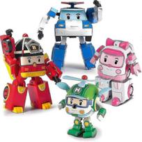 Robocar Poli 4 pakuotė Poli + Gintarėlis + Rojus + Helis Transformuojami robotai žaislai, 4  Transformuojami veiksmo figūrėlės