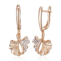 Rose Gold Color Creative Crystal Flower Drop Earrings For Women Fashion Natural Zircon Accessories Vintage Jewelry