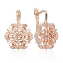 Crystal Flower Ethnic Bride Drop Earrings For Women  Rose Gold Color With Natural Zircon Accessories Daily Jewelry