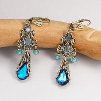 Vintage Luxury Wedding Earrings Blue Water Drop Crystal Tassel Earrings For Women Elegant Bride Engagement Jewelry Gifts