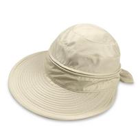 Women Ladies Anti-UV Visor Foldable Wide Brim Sun Hat Beach Hat Outdoor Cap KTB smėlis