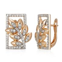 New Fashion Square Wide Crystal Flower Drop Earrings For Women  Rose Gold  Color Mix Natural Zircon Retro Jewelry