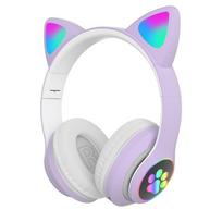 Mirksinti lempa Mielos katės ausytės Ausinės Bluetooth5.0 Stereo Su mikrofonu Palaiko TF kortelę Belaidės Vaikų Mergaitės Ausinės Gimtadienio Dovana žalia