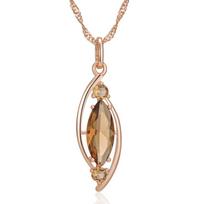 Light Brown Crystal Pendant Necklace For Women  Rose Gold Color With Natural Zircon High Quality Daily Fine Jewelry