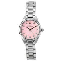 Bulova Sutton Nerūdijančio plieno Deimantiniai akcentai Rožinis ciferblatas Kvarcinis 96P249 Moteriškas laikrodis rožinė