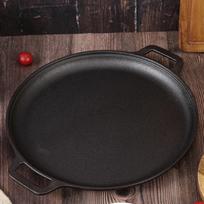 28cm Cast Iron Flat Griddle Pan with Glass Lid