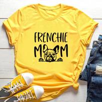 FRENCHIE MOM marškinėliai šuniui mamai Prancūzų buldogo mamos marškinėliai Mieli šunų marškinėliai Šuo mamai Dovana moterims Kawaii laisvalaikio viršus S juoda