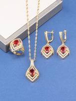 Selling Italy Brazil Jewelry Accessories  Gold Plated Bridal Wedding Sets Necklace And Earrings Ring For Women Gift resizable