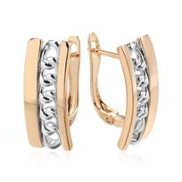 Square Curb Chain Earrings For Women  Rose Gold  Color Mix Wide English Earrings Modern Party Daily Jewelry
