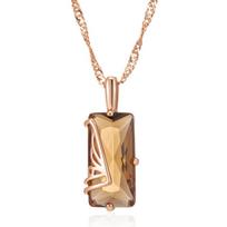 Fashion Light Brown Natural Zircon Pendant Necklace For Women Simple Square  Rose Gold Color High Quality Daily Jewelry
