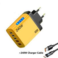 5 viename GaN stalinis įkroviklis 240W greito įkrovimo adapteris 10A USB į TypeC kabelis 3PD 2 USB įkroviklis su 240W įkrovimo kabeliu EU kištukas