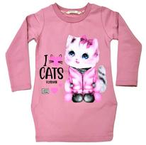Tunika mergaitei, rožinė „I Love Cats”