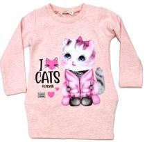 Tunika mergaitei, šviesiai rožinė „I Love Cats”