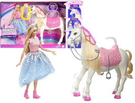 Barbė lėlė princesė su judančiu ir šviečiančiu žirgu „Princess & Shimmer Horse”, GYK64